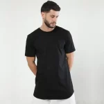 Longline Curved  Plain T-shirt for Men