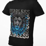 Lion Face with Text Printed Round Neck T-Shirt For Men