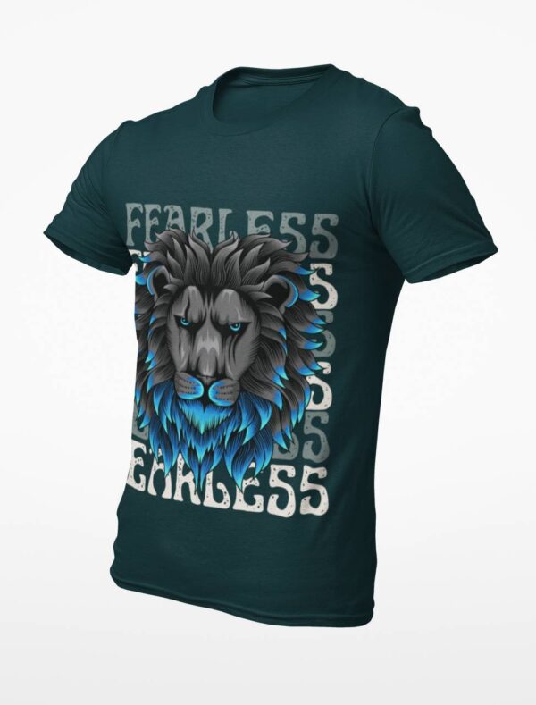 lion-face-fearless-text-printed-round-neck-petrol-blue-t-shirt