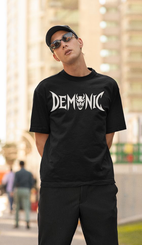 Black Demonic Oversized T-Shirt For Male (2)