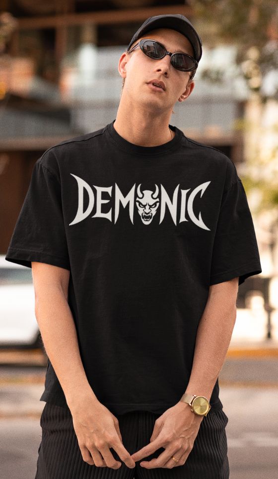 Black Demonic Oversized T-Shirt For Male